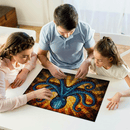 Octopus Dark Stained Glass Jigsaw Puzzle