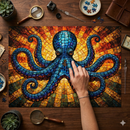 Octopus Dark Stained Glass Jigsaw Puzzle
