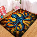 Octopus Dark Stained Glass Rectangular Area Rug