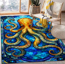 Octopus Stained Glass Rectangular Area Rug