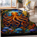 Octopus Stained Glass Rectangular Area Rug
