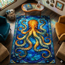 Octopus Stained Glass Rectangular Area Rug