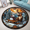 Olaf And Sven Stained Glass Round Rug