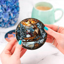 Olaf And Sven Stained Glass Decor Coaster - Gift Idea