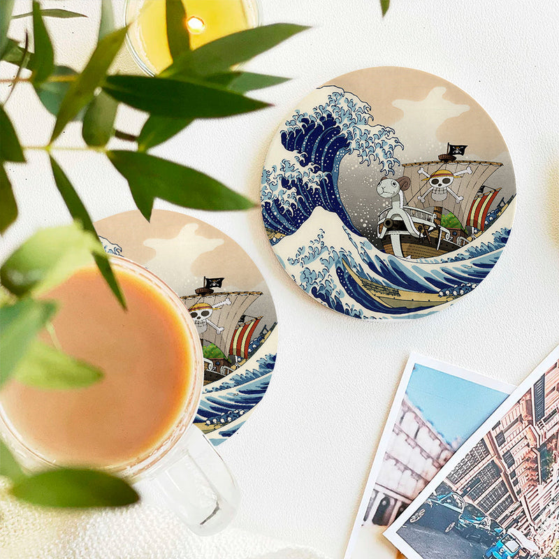 One Peace Anime The Great Wave Japan Ceramic Decor Coaster - Gift Idea