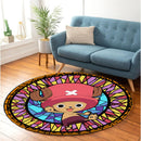 One Piece Chopper Stained Glass Round Rug