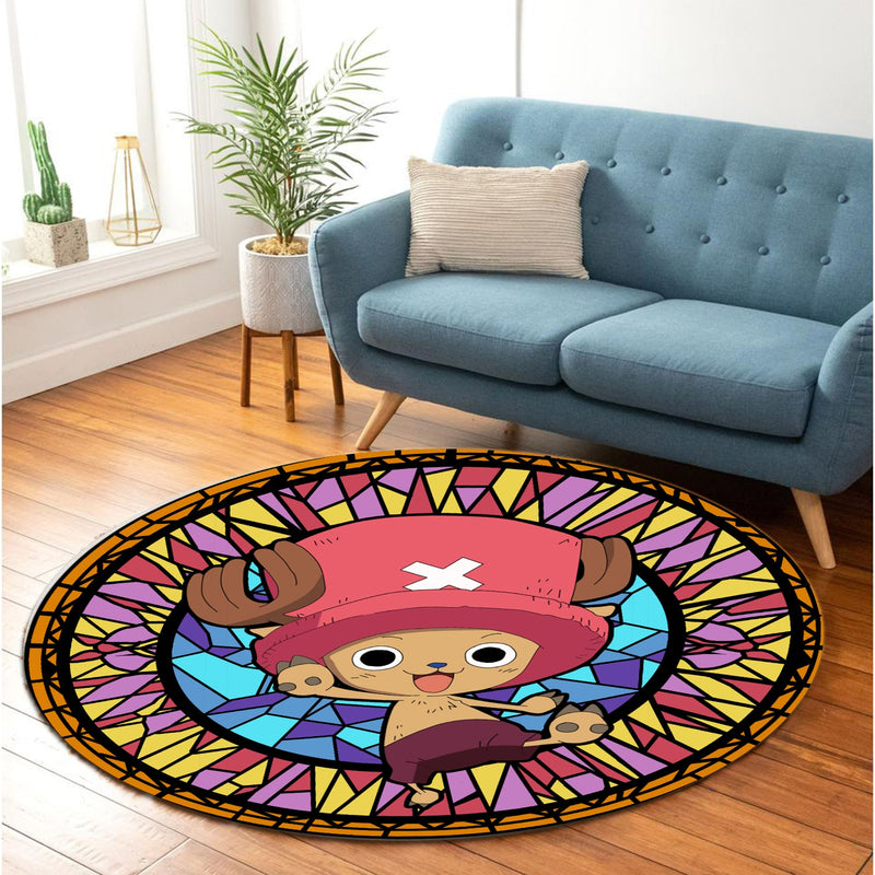 One Piece Chopper Stained Glass Round Rug