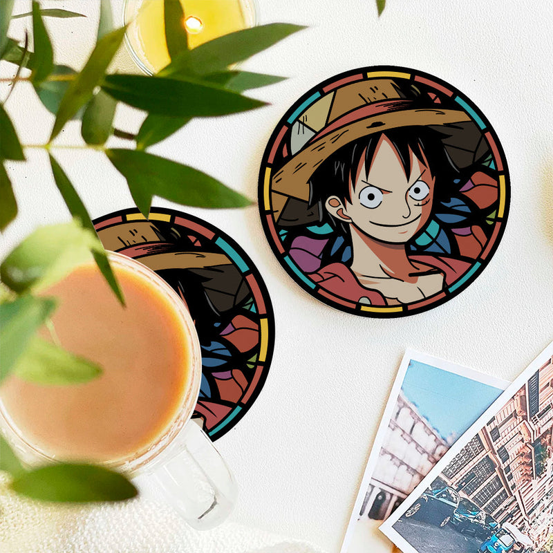 One Piece Luffy Anime Stained Glass Decor Coaster - Gift Idea