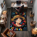 One Piece Luffy Stained Glass Rectangular Area Rug