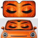 Orange Glitter Lashes Eyes Car Auto Sunshades