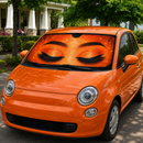 Orange Glitter Lashes Eyes Car Auto Sunshades