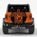 Orange Hibiscus Sea Turtle Custom Jeep Wheel Cover With Camera Hole