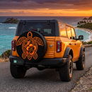Orange Hibiscus Sea Turtle Custom Jeep Wheel Cover With Camera Hole