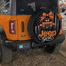 Orange Jeep Girl American Flag Car Spare Tire Cover