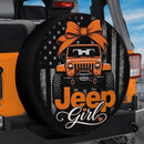 Orange Jeep Girl American Flag Car Spare Tire Cover