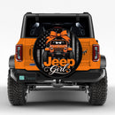 Orange Jeep Girl American Flag Car Spare Tire Cover