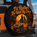 Orange Jeep Girl And Dog Hawaii Car Spare Tire Cover