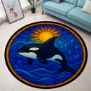 Orca Whale Pokemon Sun Stained Glass Round Rug
