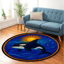 Orca Whale Pokemon Sun Stained Glass Round Rug