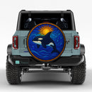 Orca Killer Whale Sun Stained Glass Jeep Car Spare Tire Cover