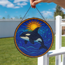 Orca Killer Whale Stained Glass Suncatcher