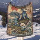 Oshawott Dewott Samurott Pokemon Japan Style Woven Throw Blanket