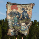 Oshawott Dewott Samurott Pokemon Japan Style Woven Throw Blanket