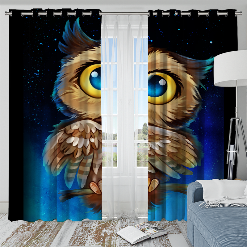 Cute Owl Window Curtain