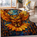 Owl Stained Glass Rectangular Area Rug