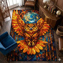 Owl Stained Glass Rectangular Area Rug