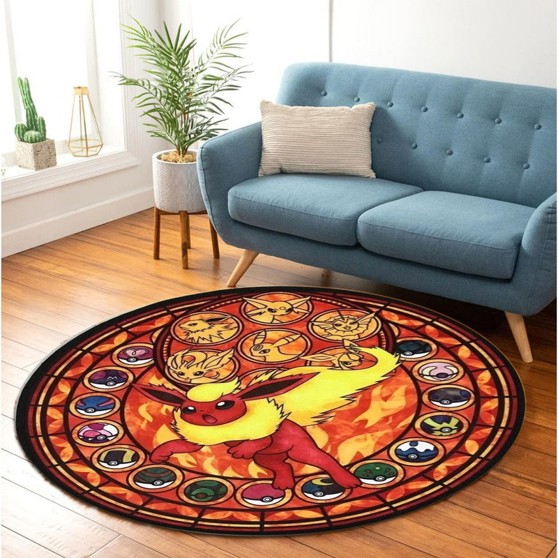 Pokemon Eevee Evolutions Flareon Round Rug