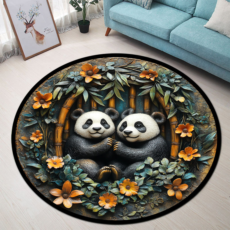 Olaf And Sven Stained Glass Round Rug