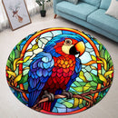 Parrot Color Stained Glass Round Rug