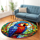 Parrot Color Stained Glass Round Rug
