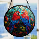 Parrot Couple Round Stained Glass Suncatcher