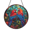 Parrot Couple Round Stained Glass Suncatcher
