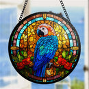 Parrot Flower Round Stained Glass Suncatcher