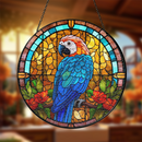 Parrot Flower Round Stained Glass Suncatcher