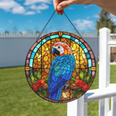 Parrot Flower Round Stained Glass Suncatcher