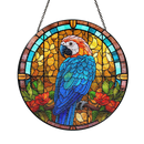 Parrot Flower Round Stained Glass Suncatcher