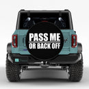 Pass Me Or Back Off Car Spare Tire Cover