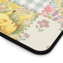 Pastel Pattern Floral Pikachu Piplup Eevee Mew Pokemon Desk Mat