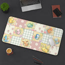 Pastel Pattern Floral Pikachu Piplup Eevee Mew Pokemon Desk Mat