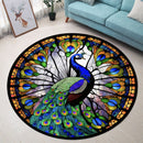 Peacock Pokemon Stained Glass Round Rug