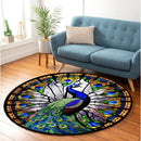 Peacock Pokemon Stained Glass Round Rug
