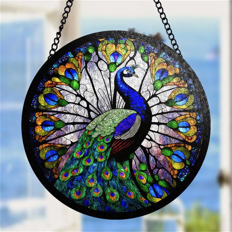 Peacock Stained Glass Suncatcher