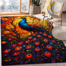 Peacock Stained Glass Rectangular Area Rug