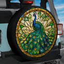 Peacock Stained Glass Spare Tire Cover