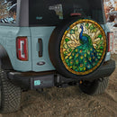 Peacock Stained Glass Spare Tire Cover