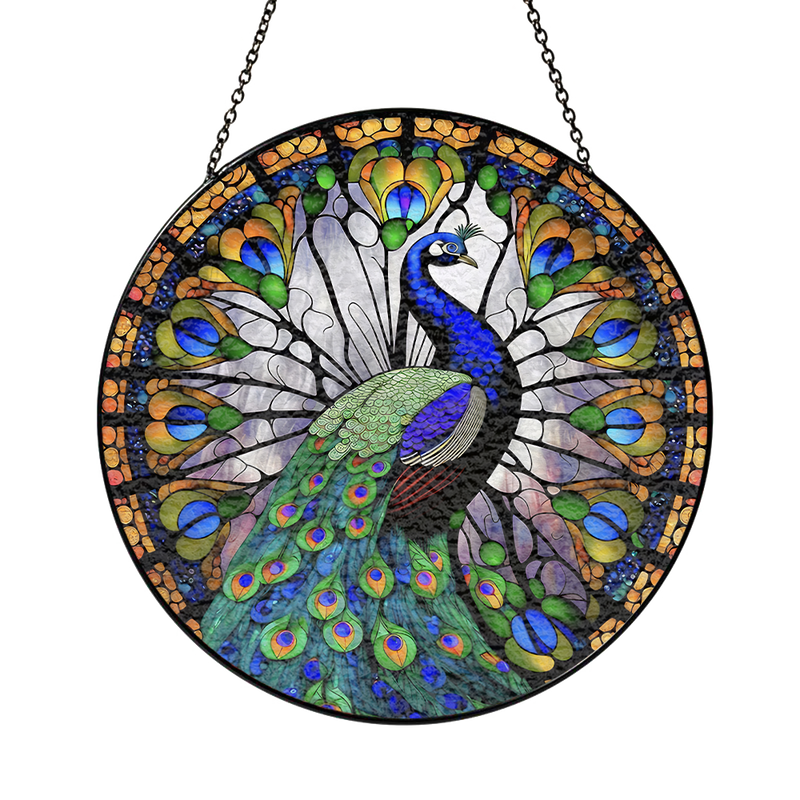 Peacock Stained Glass Suncatcher